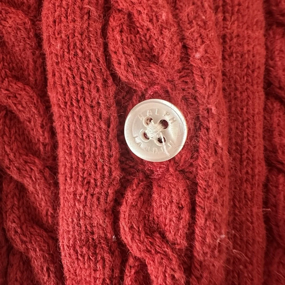 Ralph Lauren Baby Preppy Old Money Cable Knit Button Up Cardigan Sweater Sz 18M